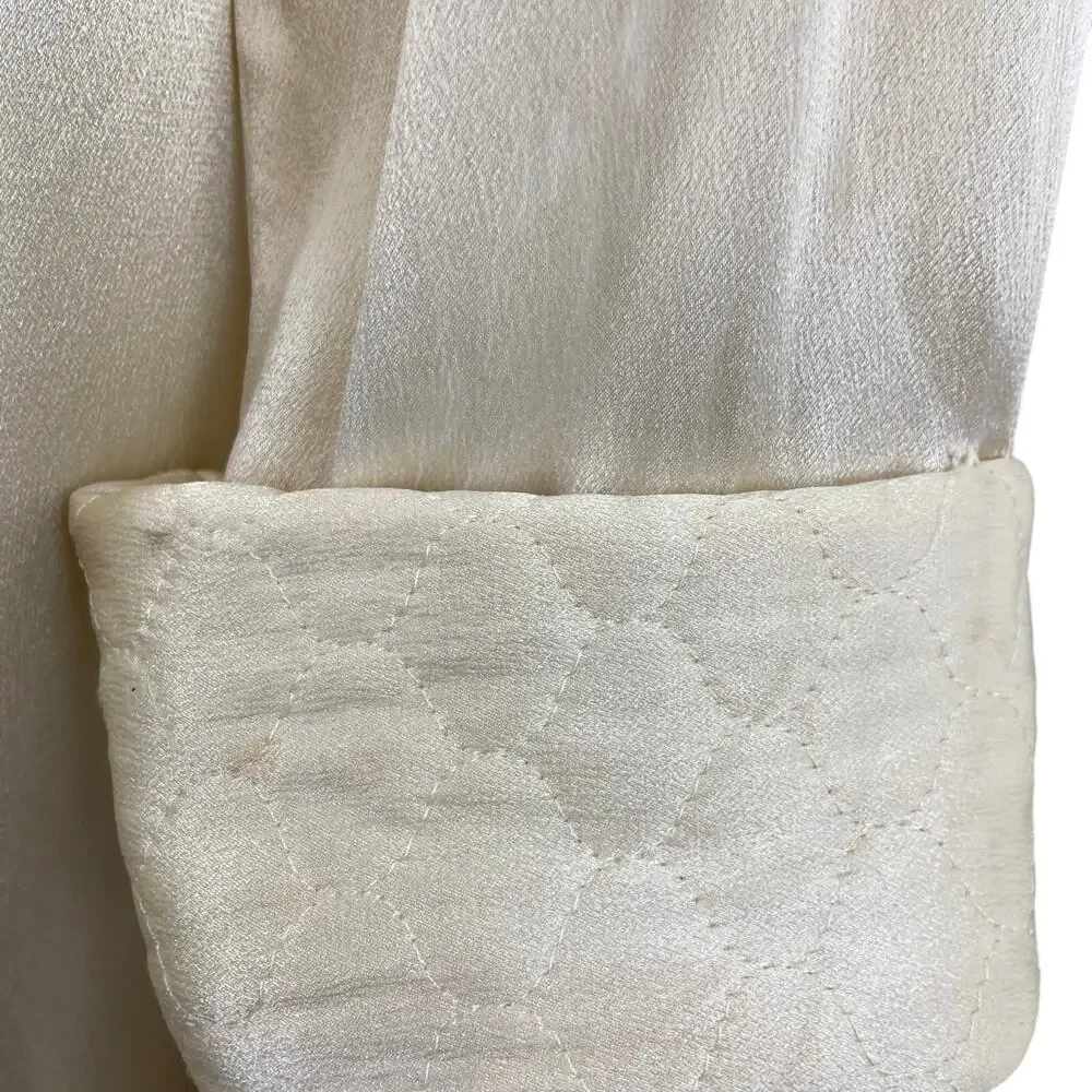 Vintage 30s 40s KAMORA Ivory Liquid Satin Maxi Dressing Gown Robe Women's Size S - Picture 7 of 15